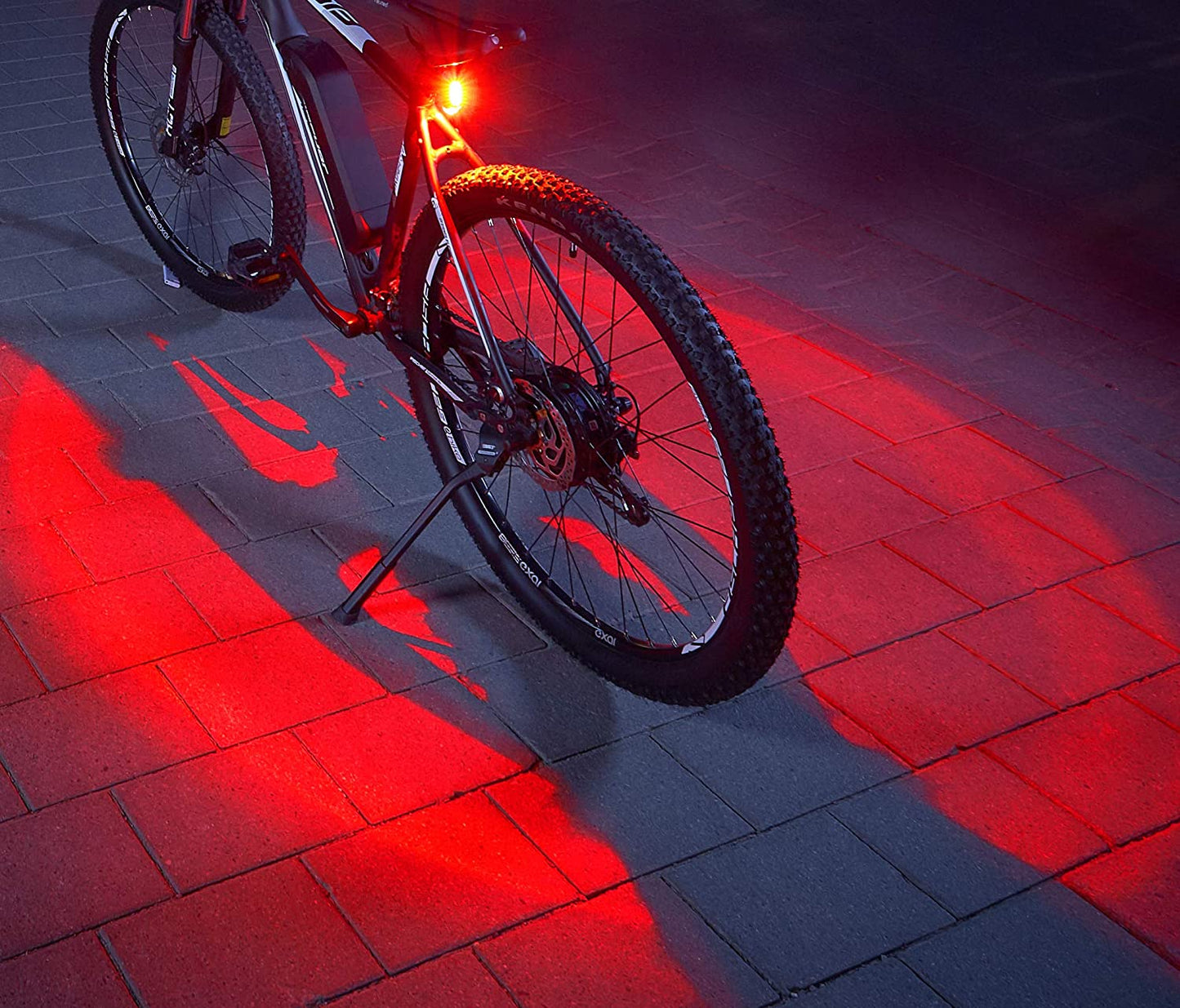 FischerBicycle Rear Light with 360° Floor Light for More Visibility and Protection, Rechargeable Battery