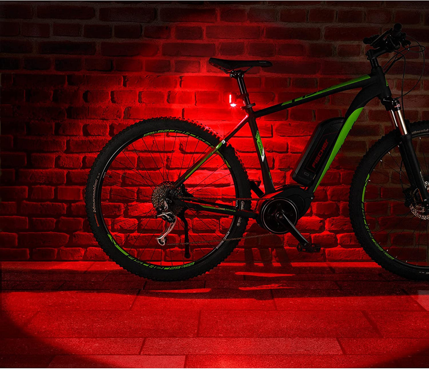 FischerBicycle Rear Light with 360° Floor Light for More Visibility and Protection, Rechargeable Battery