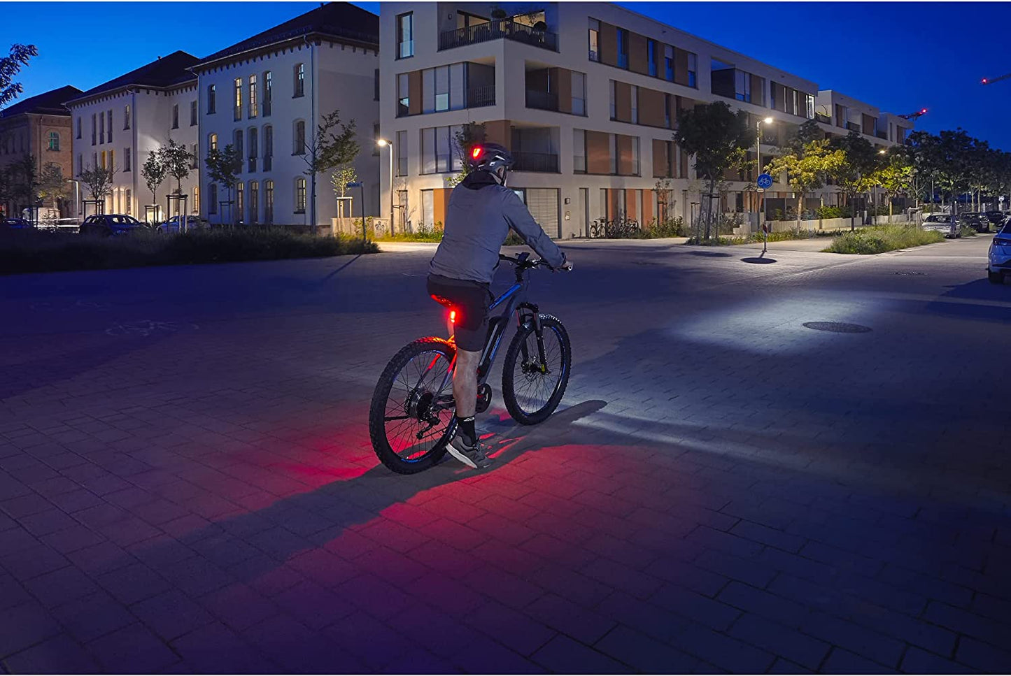 FischerBicycle Rear Light with 360° Floor Light for More Visibility and Protection, Rechargeable Battery