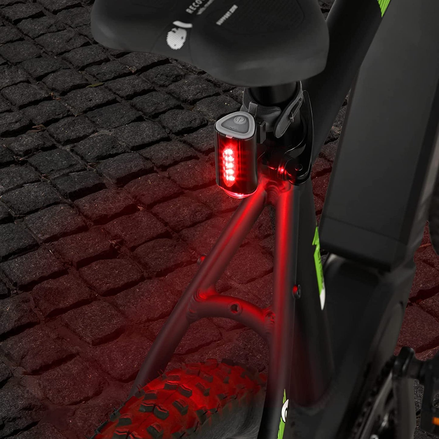 FischerBicycle Rear Light with 360° Floor Light for More Visibility and Protection, Rechargeable Battery