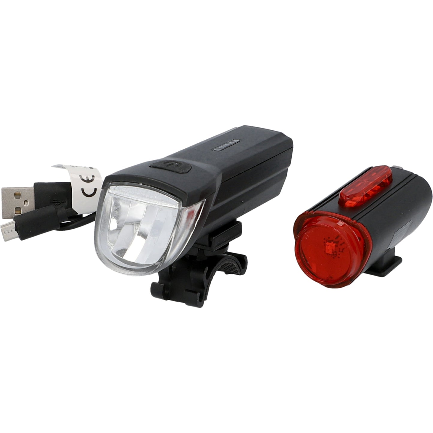 Fischer LED Bike Light Set 30Lux USB with rear floor light