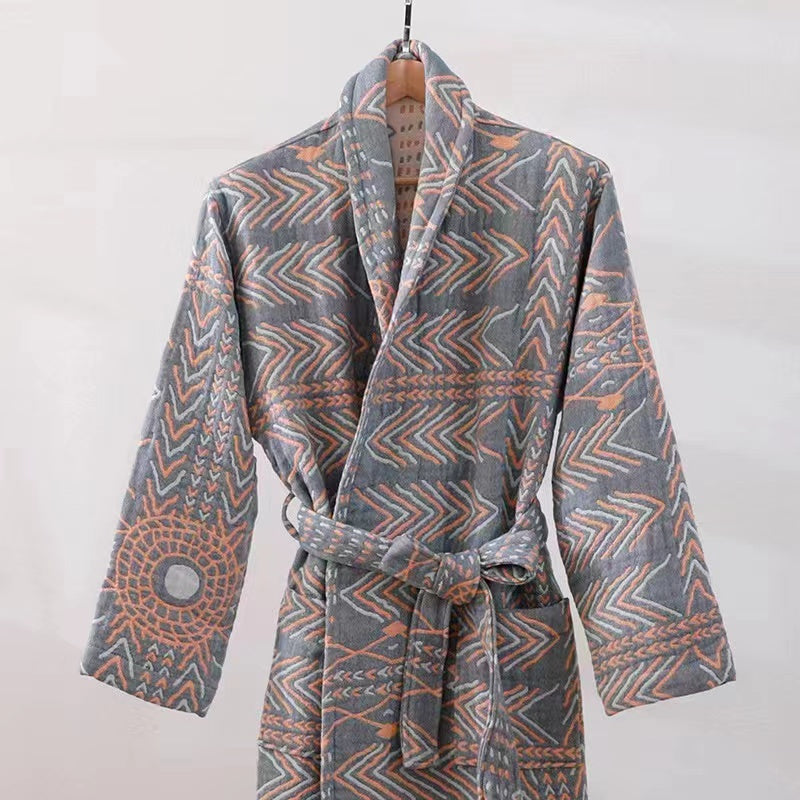 Unisex 100% Pure Long-Staple Cotton Bathrobe -Classic Bohemian Style Arrowhead Range