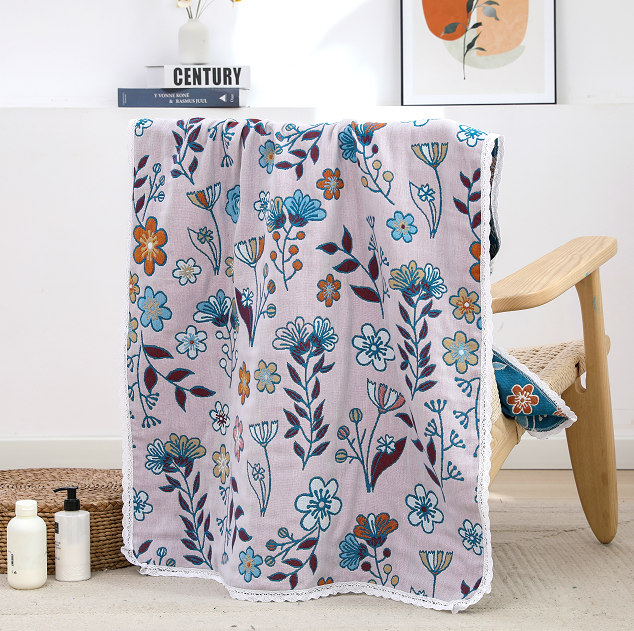 Premium Long-staple Cotton Gauze Organic Bath Towels - Japanese kimono patterns Style Spring Season Range