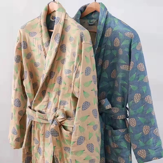 Unisex 100% Pure Long-Staple Cotton Luxury Bathrobe With Pockets - Pine Seed Range